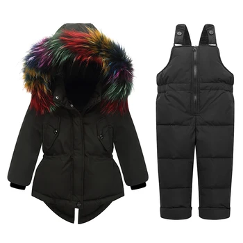 Iarna rusească copii seturi de îmbrăcăminte Caldă, rață jos jacheta pentru baby girl pentru copii haina de zăpadă purta copii costum cu Guler de Blană