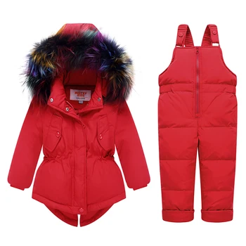 Iarna rusească copii seturi de îmbrăcăminte Caldă, rață jos jacheta pentru baby girl pentru copii haina de zăpadă purta copii costum cu Guler de Blană