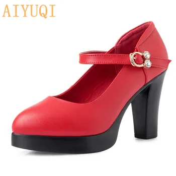 AIYUQI Femei Sutumn Pantofi 2020 Nouă Femei cu Toc Platforma din Piele de Moda Roșu Nunta Pantofi Office Pantofi Femei
