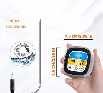 Termometru de Bucatarie Digital Touchscreen GRĂTAR Cuptor Carne de Temperatură Contor Cronometru cu Funcția de Alertă