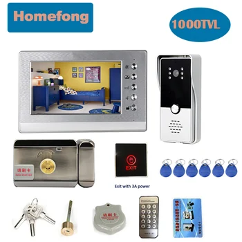 Homefong 7 Inch, Video interfon Sonerie cu Camera Acasa Interfon Sistem de Deblocare Vorbesc rezistent la apa