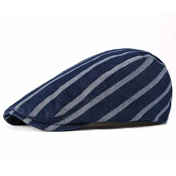Moda Cu Dungi Pălării Pentru Bărbați, Femei Casual Din Bumbac Bereta Capace Gorras Planas Anglia Britanic Retro Boinas Capace Plate Berete
