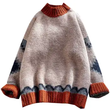 Iarna noi femei tricotate pulovere și pulovere de semnalizare, cu mâneci lungi vrac se ingroase cald, doamnă elegant trage uza haina topuri