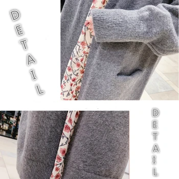 Cardigan pentru Femei de Toamnă Lungă în stil Solid Deschide Ochi Buzunar Plus Dimensiune 3XL Liber de Iarna Elegante Lungi Outwears Toate-meci de Tricotat