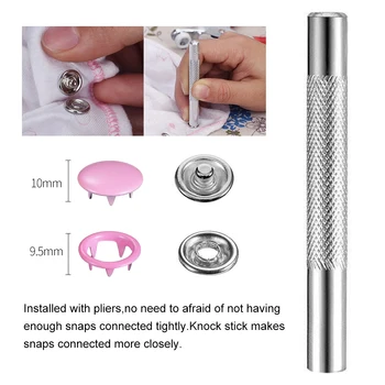 9.5/10 mm 100/200Sets Metal Haine de Cusut Nasturi Penis Inel de Presă Știfturi de Fixare Anticipate + Clip Clește de Cusut accesorii DIY