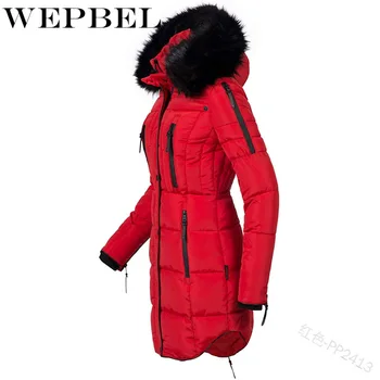 WEPBEL Haină de Blană Lungă Hanorac Outerweat Noua Moda Hanorac cu Guler de Blană de Iarna Jacheta Talie Mare pentru Femei Îmbrăcăminte exterioară