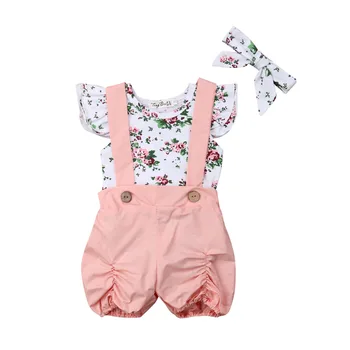 De Vară 2020 Fata Set Nou-născut Copilul Fetita Haine Romper Top+Pantaloni scurti Costume Set 0-18 luni