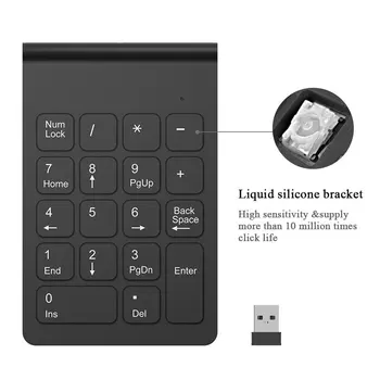 De mici dimensiuni de 2.4 GHz Wireless Tastatura Numerică tastatura Numerică 18 Taste Tastatură Digitală pentru Contabil Casier Laptop Notebook Tablete