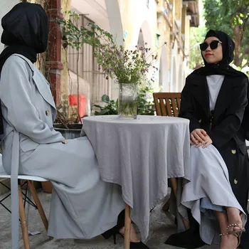 Noi Sosiri Turcia Femei Toamna Iarna Butoane Haina De Moda Casual Sacou Musulmane Față Abaya Musulman Maxi Caftan Kimono