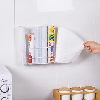 Fier forjat frigider perete lateral fără sudură raft baie pentru rola de hârtie suport prosop bucatarie rack înfășurați de film raft de depozitare ZP71816