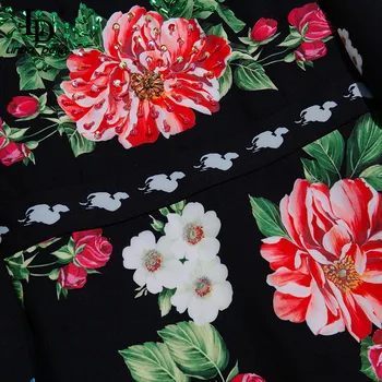 LD LINDA DELLA Pistă de Moda Rochie de Toamna Femei Guler de Turn-down Butonul de Mărgele, Paiete Florale Imprimare 2020 Vintage Rochie Mini
