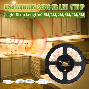 Senzorul de Mișcare PIR Auto on/off Lumina de Noapte USB LED Strip Waterproof, Dulap Scări Dulap de Bucătărie Flexibil Lampa Led Bandă