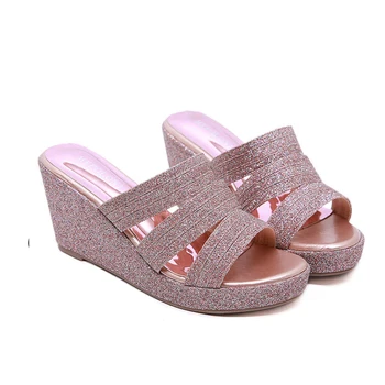 Moda Solid de Fund Gros Pană papuci Sandale Platforma Tocuri Femei Papuci de casă papuci strălucesc Open-degete Roman pantofi