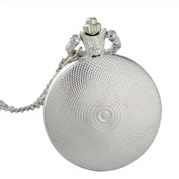 De Moda De Argint Nava Cupola De Sticlă De Cuarț Ceas De Buzunar Farmec Bărbați Femei Colier Cu Pandantive Bijuterii Cadouri