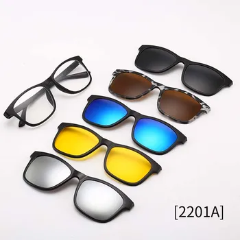 5+1 Retro Lentile Polarizate lumina Pătrat ochelari de Soare Barbati Femei Clipuri Magnet de adsorbție Ochelari de Soare Moda Ochelari de vedere Cu Cutie
