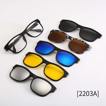 5+1 Retro Lentile Polarizate lumina Pătrat ochelari de Soare Barbati Femei Clipuri Magnet de adsorbție Ochelari de Soare Moda Ochelari de vedere Cu Cutie