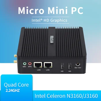 Intel Quad Core Celeron N3160 fără ventilator Mini PC cu Windows 10 Linux PFsense Router Server de Calculator Industriale Minipc 2 LAN HD 1 RS232