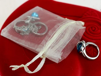 300pcs Direct Producator bijuterii Organza cadou cordon pungi 12*36cm pentru depozitare accesorii si ambalaje