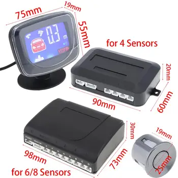 Rezistent la intemperii Auto Auto Parktronic LCD Senzor de Parcare Sistem 4 / 6 / 8 Senzori Inversă Backup Parcare Monitor Radar Detector