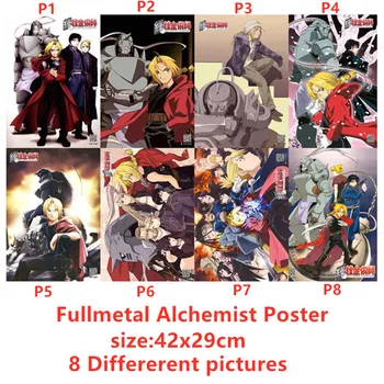8 buc/lot Fullmetal Alchemist Anime Postere Edward Elric Colonelul Roy Mustang Picturi 42x29CM de Înaltă calitate Relief