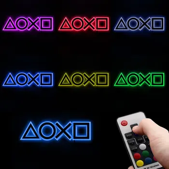 Gamepad Controler Buton Luminos De Perete De Lumină Oglindă Gamer Consola Butoane De Acțiune Multi-Culori Schimbare Joc Cameră De Perete Led Semn