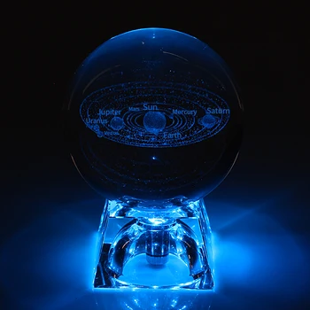 6cm 3D Gravate Galaxy sistem solar de Cristal lampă lumina de noapte luminos Ambarcațiunile de Sticlă rotund Sfera biroul de Acasă de masa Decor de masă lampă Cadou