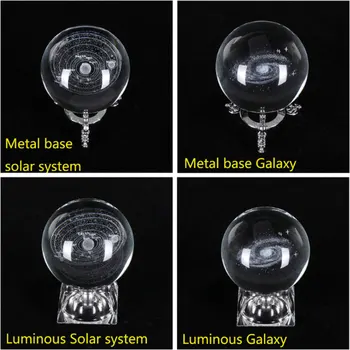 6cm 3D Gravate Galaxy sistem solar de Cristal lampă lumina de noapte luminos Ambarcațiunile de Sticlă rotund Sfera biroul de Acasă de masa Decor de masă lampă Cadou