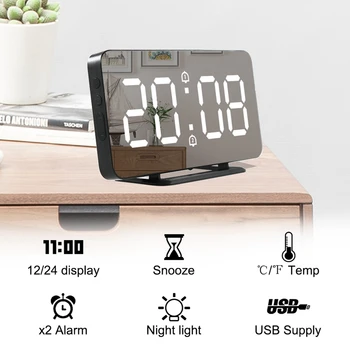 6 Inch LED Estompat Sn Ceas Digital pentru Dormitor,Usor Inteligent Număr Dublu Ceas cu Alarmă cu Funcție de Amânare