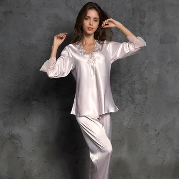 2021 Vara Noi Satin Pijamale Pijamale De Moda Femei Sexy Pijamale De Mătase De Înaltă Calitate, Confortabil Adânc V Femei Uzura Acasă
