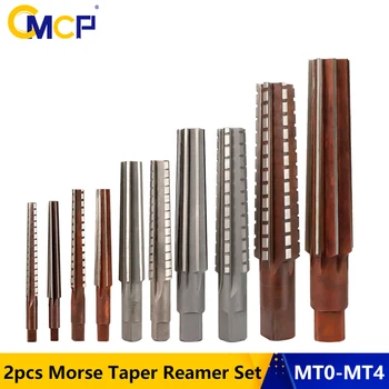 CMCP 2 buc Morse Taper Reamer Set MT0/MT1/MT2/MT3/MT4 Oțel de Mână Alezoare Pentru Frezare de Finisare Instrument Tăietor
