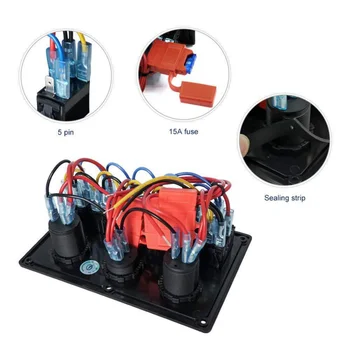 6 Banda LED Basculant Comutator Mașină Panoul de Control Întrerupătoare de Circuit Brichetă Plug Dublu port USB Voltmetru pentru Barca Impermeabil