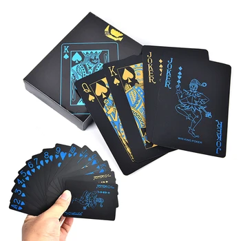 Cadou creativ Durabil de Poker din Plastic PVC Poker Impermeabil Negru Cărți de Joc cu Ridicata 55Pcs/Set