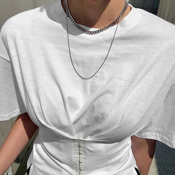 Femei Vara Gât O Cruce Alb Bluza Tunica Cu Maneci Scurte Talie Mare Buton Tricouri 2020 Fashion Casual Office Tricouri Femei Topuri