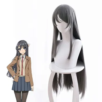 Adolescent Idiot Nu Visează De Fata Bunny Sora Sakurajima Mai Gri Închis Lung Și Drept Pentru Peruca Cosplay Anime Joc Peruca De Păr