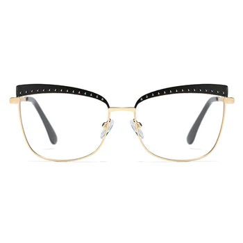 Peekaboo nit ochelari pătrat de sex feminin de metal de aur ochi de pisica baza de prescriptie medicala ochelari rame pentru femei obiectiv clar fierbinte de vânzare de aur