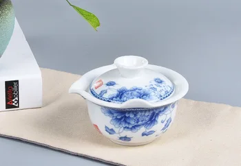 Ceramica gai wan oală de ceai,China kungfu Seturi de Ceai Dehua gaiwan ceai cu ceainic de portelan set de ceai pentru a călători Frumoasa ușor fierbător