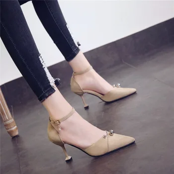 2019 vara noi tocuri înalte de moda coreeană 8 cm casual gol femei singure pantofi profesionale sălbatice pantofi pentru femei