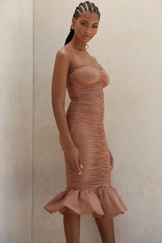 De înaltă calitate, maro sexy coadă de pește rochie de celebritate de moda rochie de seara