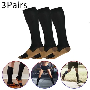 Ciorapi compresivi pentru Femei Coapsa Inalta Moale Genunchi Lungi Ciorapi pentru Unisex Nailon TStretch de Stocare de Relief Durere 3 Perechi