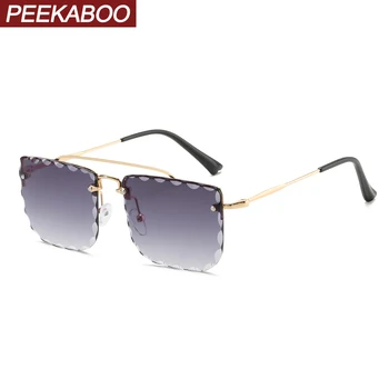 Peekaboo femei fără ramă de ochelari de soare piața de culoare clar doamnelor ochelari de soare semi ochelari cu ramă metalică 2020 stil de vara maro albastru
