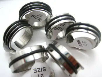 MIXMAX 50pcs negru Titan oameni inel de cauciuc bandă bandă din oțel inoxidabil 8mm lățime simplu bijuterii produse vrac en-gros