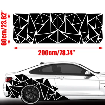 Nou Stil 200x60cm Negru Mat Triunghiuri Laterale Auto Autocolant Camuflaj Auto-styling Vinil Decal Decor pentru Decor Masina
