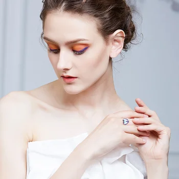 CDE Brand de Bijuterii Femei Violet Forma de Inima din Cristal Swarovski de la Nunta Inel de Logodna de Ziua Inel Declarație de Moda Cadou