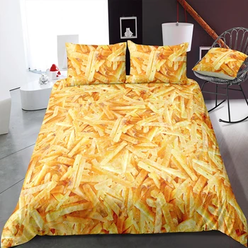Dormitor Pat Set Creativ Carpetă Acopere Stabilit Paste Delicioase Taitei Model Regele Regina Singură Dimensiune Husă De Pilotă Tipărite Bedcloth