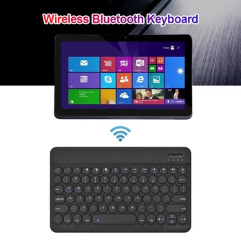 VODOOL Portabil de 10 inch, Bluetooth 3.0 Tastatură Reîncărcabilă Slim Wireless Rotund Tastelor Tastatura pentru iPad, Telefoane, Tablet PC Laptop
