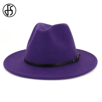 FS Violet Pălării Fedora Pălărie Jazz Bărbați Femei Lână Simțit Cloche Fedora Capacul de Sus Bowler Trilby Fedoras Sombrero Mujer de Epocă
