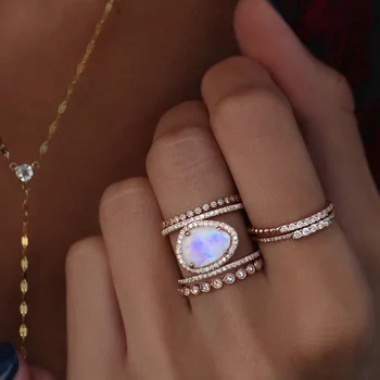 Moda Neregulate naturale piatra inele pentru femei vintage CZ crescut de culoare de aur cu degetul bijuterii anel de namoro regalos para mujer