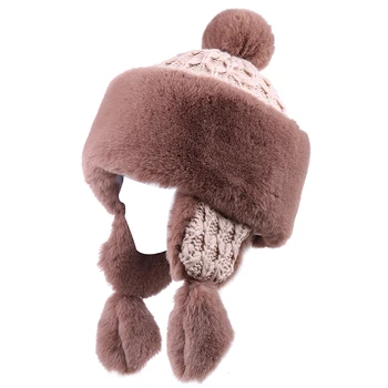 Femei Iarna Bomber Pălării Iepure Faux Blana EarFlaps Pălărie De Lână, Căciuli Rusești Ushanka De Schi De Zăpadă Capac