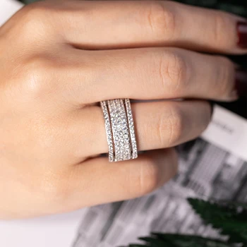 Design Original argint 925 Inele pentru Femei trupa de nunta set inel eternitate de angajament solid aniversare moda bijuterii