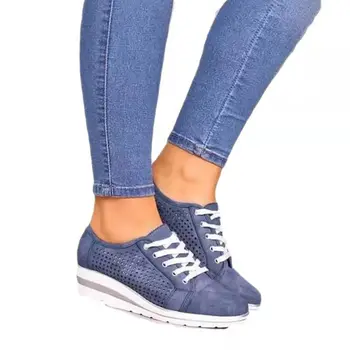Pantofi femei 2021 noua moda respirabil dantela-up pantofi adidasi femei pană călcâi confortabil pantofi casual femei tenis feminino